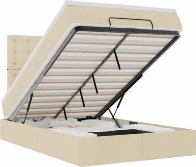 Obrázek produktu pro vidaXL Osmanská postel s matrací a LED diodami krémová 120x190 cm látka