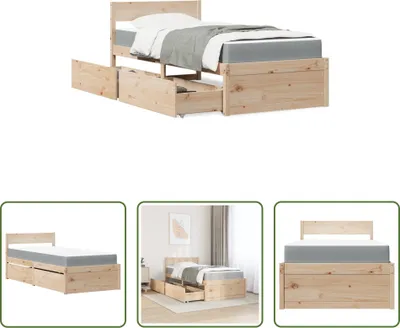 Produktbild von The Living Store Bett mit Schubladen und Matratze 90x190 Massivholz Kiefer
