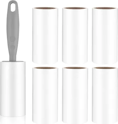 Produktbild von 480 Blätter Extra Klebrig Fusselrolle mit 7 Ersatzrollen, Fusselroller für Kleidung, Sofa, Bett, Teppich, Tierhaare, Katzenhaare, Hundehaare Staub, Fussel