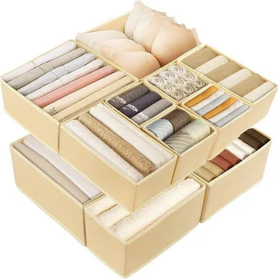 Produktbild von Lichtgrauer Stoffen Organizer, Kast, Vouwdoos für Unterwäsche, Kleidung