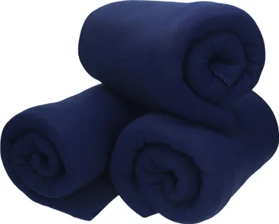 Produktbild von Betz Fleecedecke 3 Stück 130x170 cm 180g/m² – Wohndecke & Kuscheldecke – Flauschige Sofadecke Tagesdecke – Leicht, wärmend & pflegeleicht - dunkelblau
