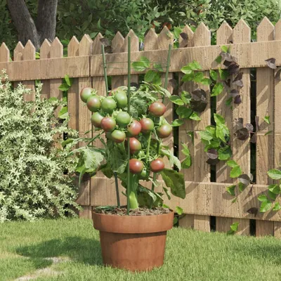 Produktbild von vidaXL Pflanzenstützen mit 3 Ringen 5 Stk. Grün 45 cm Stahl