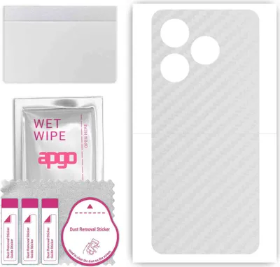 Produktbild von apgo Rückseite Schutzfolie, Skin, kompatibel mit Tecno Spark 10, Hinten Displayschutzfolie aus Vinylfolie, kratzfest, einfache Montage - Transparenter Kohlenstoff