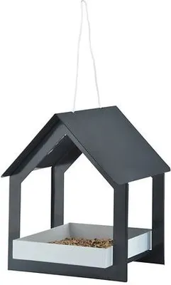 Produktbild von Esschert Design Futterhaus hängend anthrazit/ weiß; FB407; 19,3x19,1x23,2 cm
