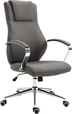 Image de SVITA MELLOW Chaise de bureau Fauteuil de direction Accoudoirs chromés de haute qualité Tissu gris foncé Réglage en hauteur