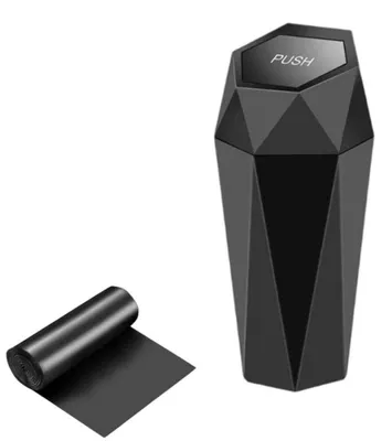 Obrázek produktu pro Mini odpadkový koš do auta s víkem, přenosný, vhodný do auta, kuchyně, kanceláře, černý, objem 550 ml