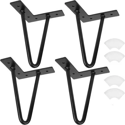 Productafbeelding van Ibenzoa® Zwarte ijzeren poten voor meubels, set van 4, draagvermogen 100–200 kg, met vloerbescherming – geschikt voor tafel, bank en kast