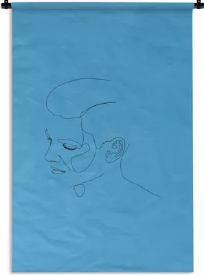 Produktbild von MuchoWow® Wandteppich Wandbehang Gesicht - Strichzeichnung - Mann 90x135 cm Tapisserie Dekoration Wandtuch - Baumwolle - Wandskulptur