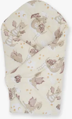 Produktbild von Rosa Babytragetuch aus 100 % Baumwolle mit Drachen-Motiv, 80 x 80 cm, für Neugeborene