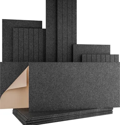 Produktbild von AKUSTIKO Akustikpaneele Selbstklebend 120x60cm - 3 Stück Graphit Akustik Wandpaneele Schallschutz & Raumakustik Panels Filz 9mm Hexim Decken- & Wandverkleidung Innenverkleidung Filz 2.16m²)