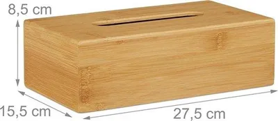 Image de Boîte à mouchoirs en bambou avec socle amovible - Dimensions : 85 x 275 x 155 cm - Porte-mouchoirs - Naturel