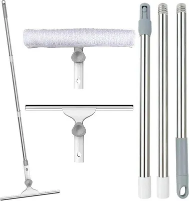 Produktbild von Famanu Fensterwischer mit Silikonabzieher und Mikrofaser-Reiniger - 3-teilig, 132 cm