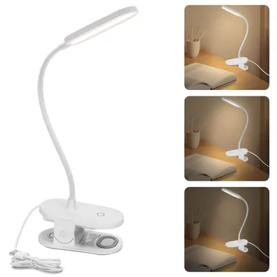 Produktbild von Aigostar LED Leselampe Bett,Touch-Dimmen Klemmlampe mit 360° Verstellbarem Flexiblem Arm,Schreibtischlampe mit 3 Helligkeitsmodi,4000K ,USB-Ladekabel