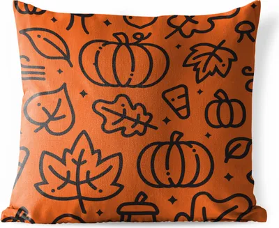 Produktbild von MuchoWow® Outdoor Kissen - Blätter - Halloween - Zeichnung - 60x60 cm - Wetterfest - Lounge Kissen - Dekoration - Schlaf Kissen
