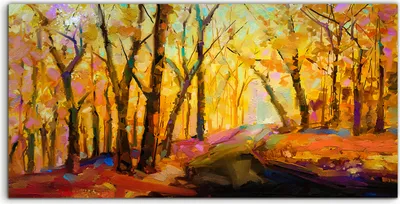 Produktbild von Coloray Canvas 140x70  Wandbild Leinwand Bilder Foto Landschaft Bemalte Herbst Wald