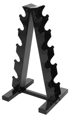 Produktbild von Kurzhantelständer - A-Frame 5-stöckiges Hantelrack - Für 5 Paare Hex/Neopren-Hanteln - Tragkraft 100 kg - Stahl mit Gummiauflagen - Schwarz