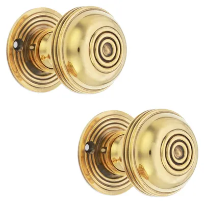 Türklinken-Paar, Messing, Vintage-Finish, 50 mm, rund