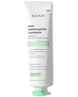 Produktbild von Boka Fluoridfreie Zahnpasta mit Nano-Hydroxylapatit, remineralisierend, aufhellend, für empfindliche Zähne, Zahnschmelzschutz, Ela-Minz, 113 g