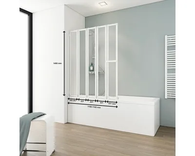 Produktbild von SCHULTE Badewannenaufsatz 5-teilig Komfort 115 x 140 cm Klarglas Profilfarbe weiß D1315 04 01 140