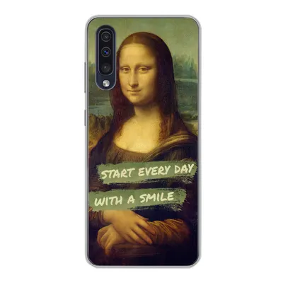 Produktbild von MuchoWow® Handyhülle Schutzhülle Hülle für Samsung Galaxy A30s Mona Lisa - Zitat - Da Vinci Silikon Softcase Handy Hülle - Karteninhaber