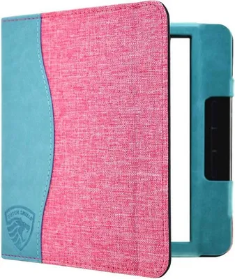 Image de Dutch Shield - Jeans strap Case Housse pour Kobo Libra 2 Ebook - Housse à rabat Ereader Housse de protection rose, turquoise