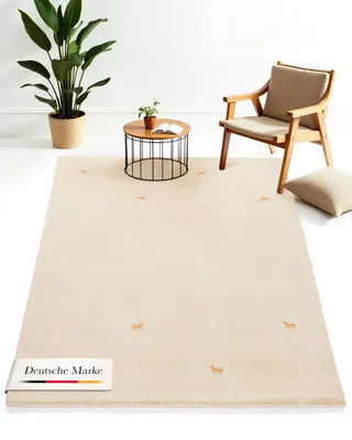 Produktbild von Wollteppich Gabbeh Uni Beige 160x230 cm | Moderner Teppich für Wohn- und Schlafzimmer