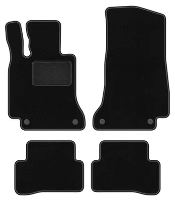 Immagine prodotto di Tappetini in moquette per Mercedes Classe C W205 con poggiapiede dal 2015 (station wagon/berlina) – set 4 pezzi, neri, su misura – Wielganizator LUX