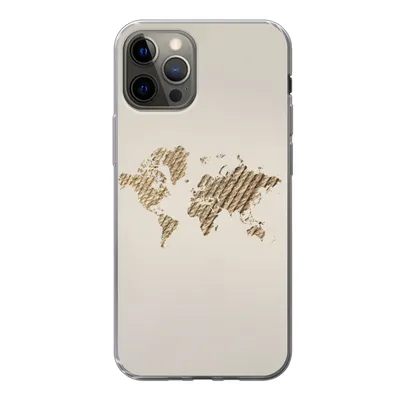 Produktbild von MuchoWow® Handyhülle Schutzhülle Hülle für iPhone 12 Pro Weltkarte - Seil - Braun Silikon Softcase Handy Hülle - Abdeckung