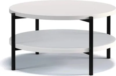 Produktbild von Runder Couchtisch mit Stauraum VILEM – mattweiß