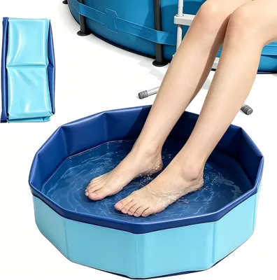 Produktbild von Zusammenklappbares Pool-Fußbad für Strandfußwäsche, kein Einbau, 19.69" tragbares Fußbad-Waschbecken, Rund