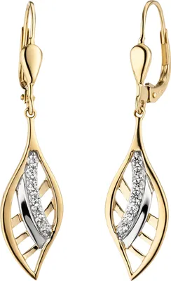 Produktbild von JOBO Ohrhänger 375 Gold Gelbgold bicolor 14 Zirkonia Ohrringe Boutons Goldohrringe