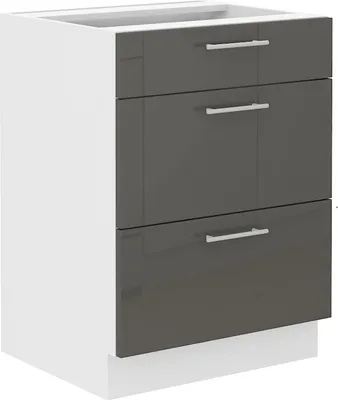 Produktbild von Unterschrank 60 Lara Grau Hochglanz Küchenzeile Küchenblock Küche Soft-Close