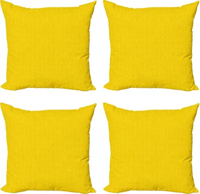 Produktbild von ABAKUHAUS Gelb Kissenbezug Set (4 Stück), Zusammenfassung Blatt Efeu Knospen, Moderner Doppelseitiger Digitaldruck, 40 cm x 40 cm, Gelb