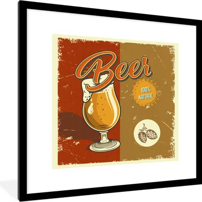 Produktbild von MuchoWow® MuchoWow® Gerahmtes Poster Mancave - Bier - Glas - Vintage 40x40 cm - Poster mit zchwarzem Bilderrahmen - Poster - Plakat im Rahmen