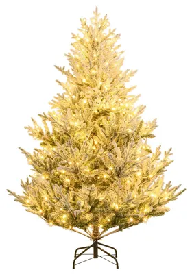 Zdjęcie produktu dla Sztuczne drzewko bożonarodzeniowe o wysokości 180 cm, choinka z oświetleniem i efektem śniegu, 762 gałęzi, 340 diod LED, 13 trybów, timer, regulowana jasność