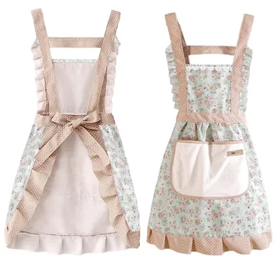 Imagen del producto de Delantales de cocina para mujer, ajustables, con estampado floral, con bolsillos, para la cocina