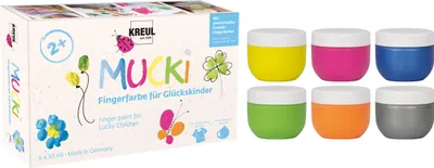 Zdjęcie produktu dla Mucki, farby do malowania palcami, 6 x 50 ml