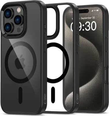 Produktbild von Tech-Protect Handyhülle iPhone 16 Pro Magmat MagSafe, TPU & PC, Schwarz-Klar, erhöhte Kanten, Slot für Handgelenkband