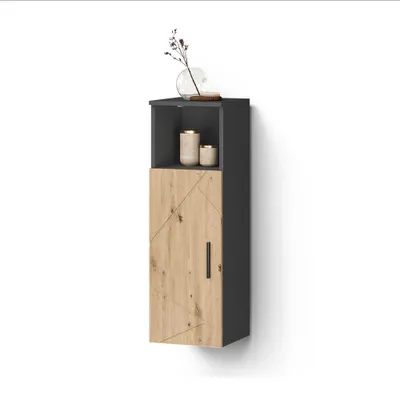Immagine prodotto di Mobiletto midi Livinity Ronco Antracite/Rovere artigianale 30 x 93 cm con 1 porta, Model 62542