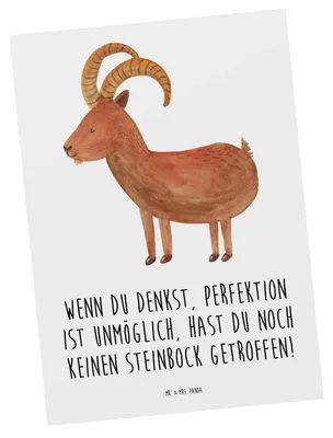 Produktbild von Mr. & Mrs. Panda Postkarte Steinbock Perfektion - Weiß - Geschenk, Postkarten, Humor, Horoskop, Tierkreiszeichen, Fotokarte, Sternzeichen, Perfektionismus, Grußkarte