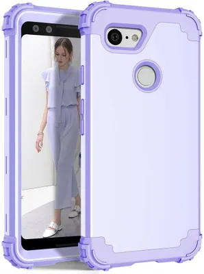 Produktbild von Google Pixel 3 XL Hülle, LaimTop Heavy Duty 3 in 1 Hybrid Hart PC Flexibel TPU Silikon Stossfest Kratzfest Tasche Schutzhülle für Google Pixel 3 XL Helles Lila