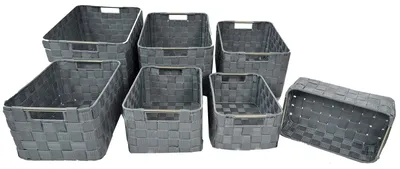 Immagine prodotto di Set 7 Cassetti in poliestere grigio con manicimetallo