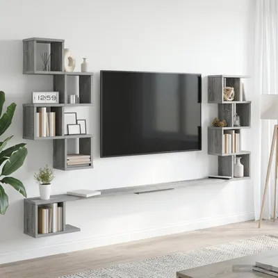 Imagen del producto de Maison Exclusive - Estante de pared para televisión, color gris Sonoma, 180 x 15 x 94 cm