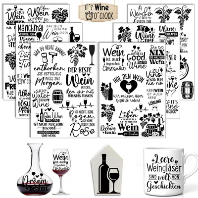 Produktbild von Rub-On Sticker Folie - Transferaufkleber für Wein Dekoration - 6 Stück A5 Bogen