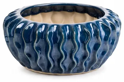 Immagine prodotto di Vaso da fiori in Vetroceramica blu, 26,5 cm, resistente al gelo, smaltato, decorativo, senza foro di drenaggio, realizzato a mano