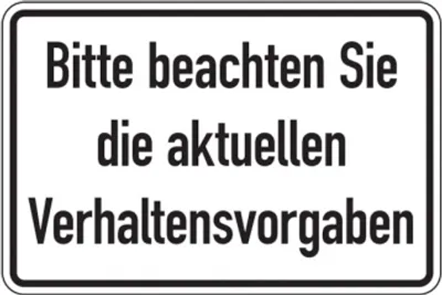 Produktbild von Dreifke® Aufkleber Hinweisschild, Bitte beachten Sie die aktuellen Verhaltens...