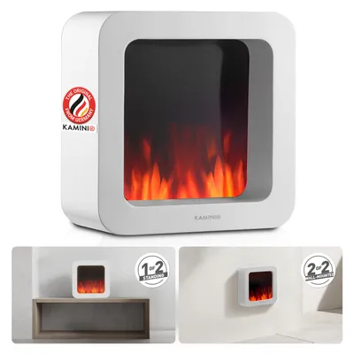 Productafbeelding van KAMINIO Elektrische tafelhaard MIA L - Decoratieve elektrische tafelhaard met 3D-vlammeffect, lange batterijduur voor draadloos gebruik - Wit