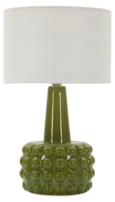 Immagine prodotto di Lampada da tavolo in Vetroceramica verde con paralume bianco cm ø 30x51,5
