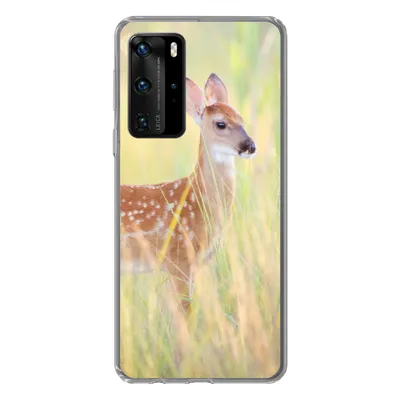 Produktbild von MuchoWow® Handyhülle Schutzhülle Hülle für Huawei P40 Pro Hirsche - Gras - Grün Silikon Softcase Handy Hülle - Schutz