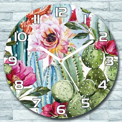 Produktbild von Wanduhr aus Glas Rund fi 30 Aquarell Florales Quarz Deko Schlafzimmer Büro